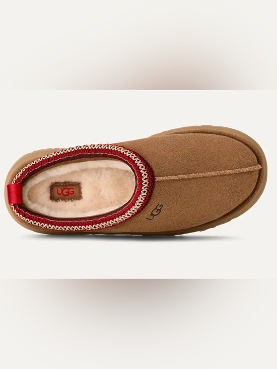 UGG Shoes - UGG Chestnut Tasman II Suede Slip-Ons with Red Accent Trim, 9
